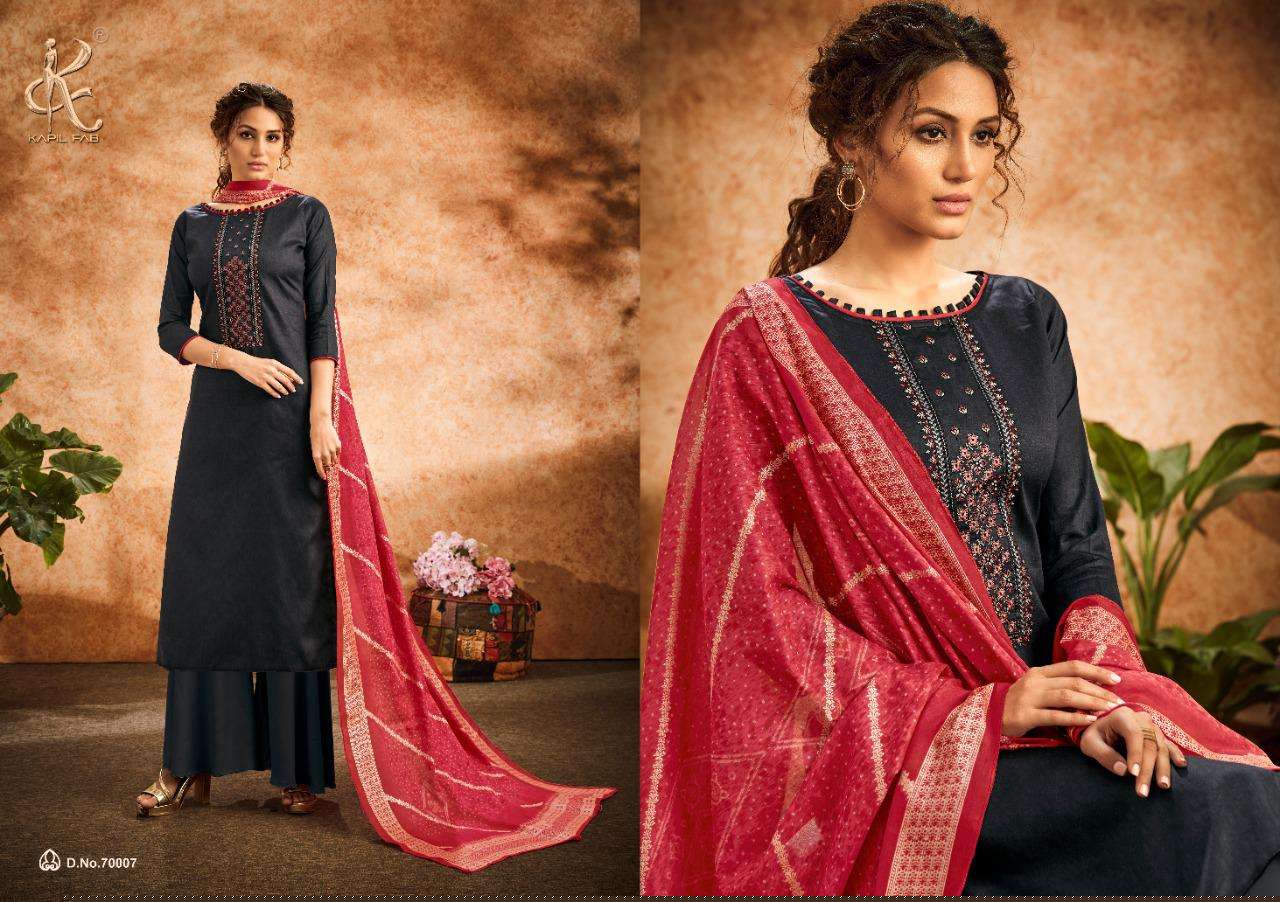 DIVAA BY KAPIL FAB 70001 TO 70007 SERIES BEAUTIFUL STYLISH SHARARA SUITS FANCY COLORFUL CASUAL WEAR & ETHNIC WEAR & READY TO WEAR PURE JAM COTTON PRINTED DRESSES AT WHOLESALE PRICE