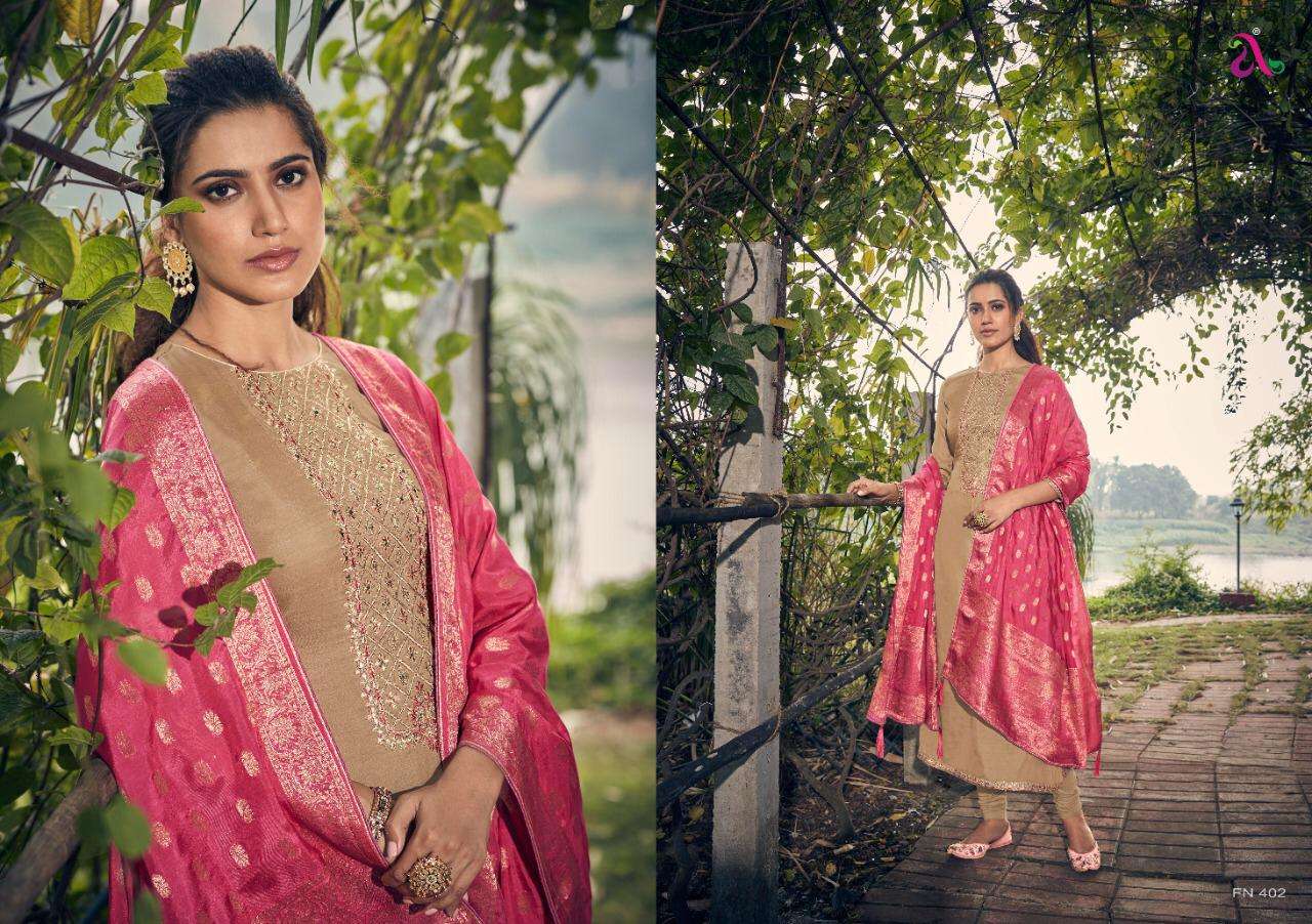 CHARISSA BY ANGROOP PLUS 401 TO 406 SERIES STYLISH BEAUTIFUL COLOURFUL PRINTED & EMBROIDERED PARTY WEAR & OCCASIONAL WEAR TUSSAR SILK WITH HEAVY EMBROIDERY DRESSES AT WHOLESALE PRICE
