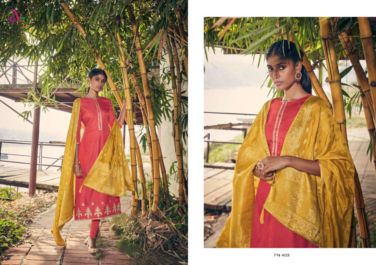 CHARISSA BY ANGROOP PLUS 401 TO 406 SERIES STYLISH BEAUTIFUL COLOURFUL PRINTED & EMBROIDERED PARTY WEAR & OCCASIONAL WEAR TUSSAR SILK WITH HEAVY EMBROIDERY DRESSES AT WHOLESALE PRICE