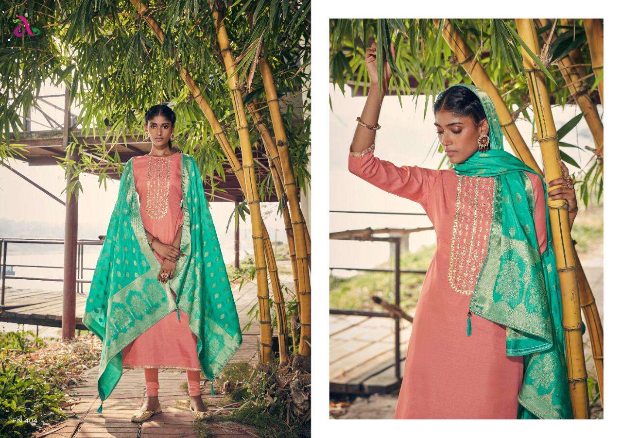 CHARISSA BY ANGROOP PLUS 401 TO 406 SERIES STYLISH BEAUTIFUL COLOURFUL PRINTED & EMBROIDERED PARTY WEAR & OCCASIONAL WEAR TUSSAR SILK WITH HEAVY EMBROIDERY DRESSES AT WHOLESALE PRICE