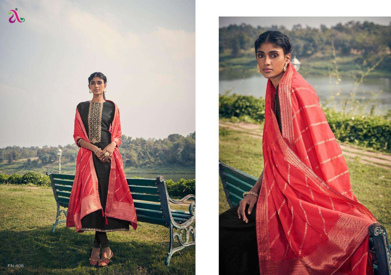 CHARISSA BY ANGROOP PLUS 401 TO 406 SERIES STYLISH BEAUTIFUL COLOURFUL PRINTED & EMBROIDERED PARTY WEAR & OCCASIONAL WEAR TUSSAR SILK WITH HEAVY EMBROIDERY DRESSES AT WHOLESALE PRICE