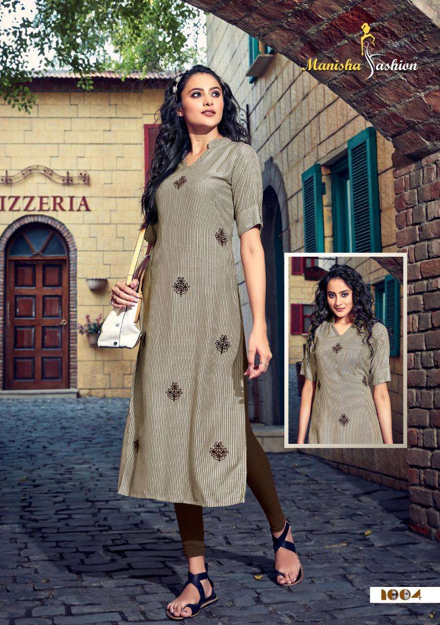 MARIA BY MANISHA FASHION 1001 TO 1006 SERIES STYLISH FANCY BEAUTIFUL COLORFUL CASUAL WEAR & ETHNIC WEAR RAYON FLEX KURTIS AT WHOLESALE PRICE