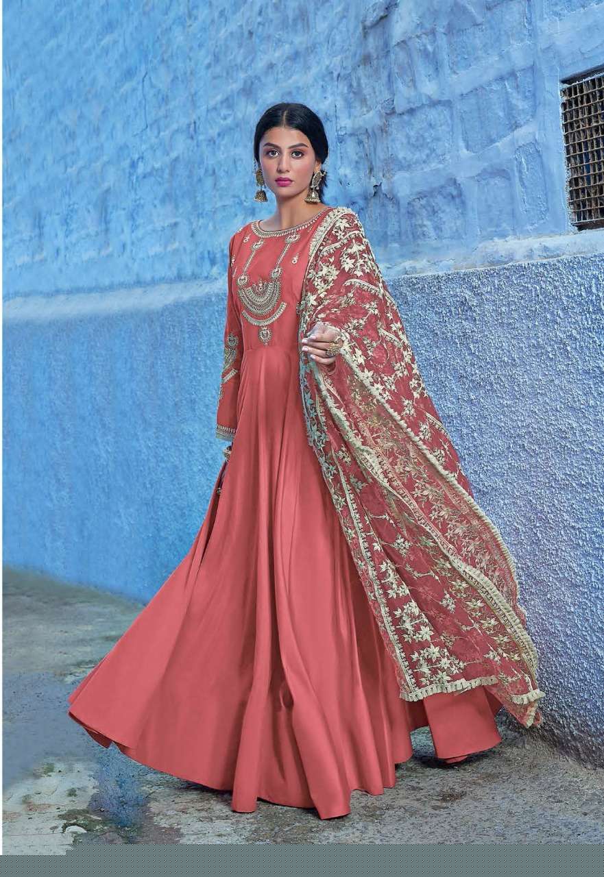 VIRASAT VOL-10 BY VIRASAT 1043 TO 1046 SERIES GOWNS COLLECTION BEAUTIFUL STYLISH FANCY COLORFUL PARTY WEAR & OCCASIONAL WEAR MUSLIN EMBROIDERY GOWNS AT WHOLESALE PRICE