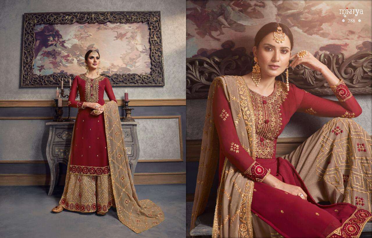 MIRAYA VOL-12 BY AARAV TRENDZ 287 TO 290 SERIES BEAUTIFUL STYLISH SHARARA SUITS FANCY COLORFUL CASUAL WEAR & ETHNIC WEAR & READY TO WEAR REAL GEORGETTE EMBROIDERY DRESSES AT WHOLESALE PRICE