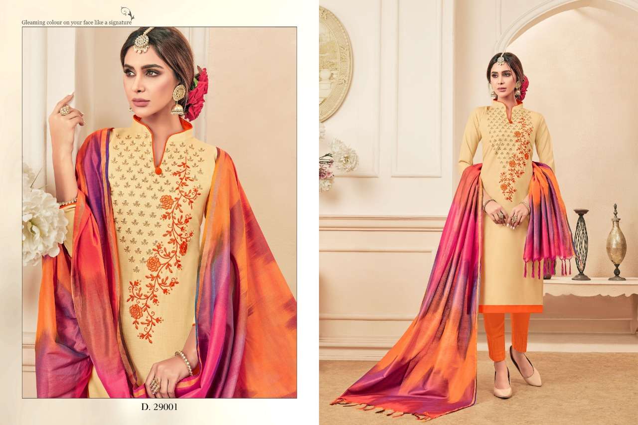 COLOURFUL VOL-3 BY RAGHAV ROYAL 29001 TO 29012 SERIES BEAUTIFUL SUITS COLORFUL STYLISH FANCY CASUAL WEAR & ETHNIC WEAR SOFT COTTON SLUB WITH EMBROIDERY DRESSES AT WHOLESALE PRICE