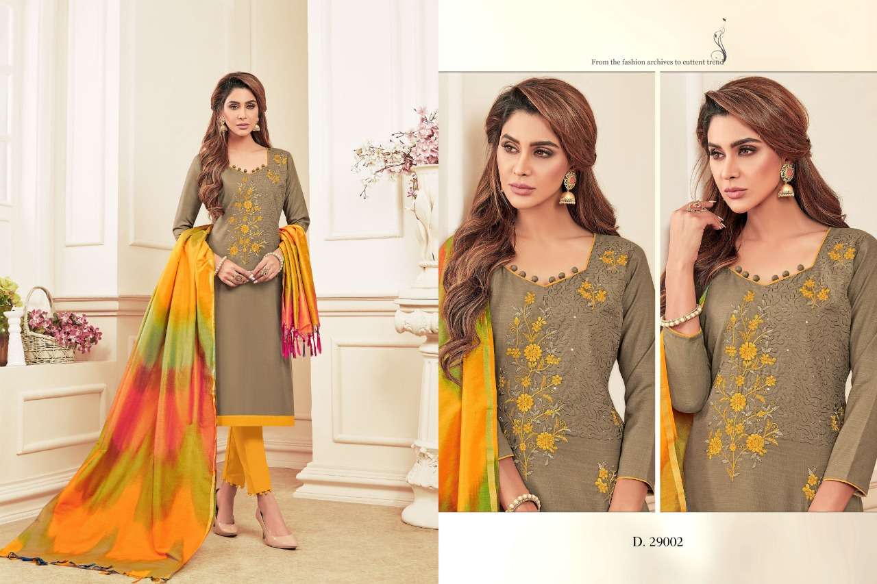 COLOURFUL VOL-3 BY RAGHAV ROYAL 29001 TO 29012 SERIES BEAUTIFUL SUITS COLORFUL STYLISH FANCY CASUAL WEAR & ETHNIC WEAR SOFT COTTON SLUB WITH EMBROIDERY DRESSES AT WHOLESALE PRICE