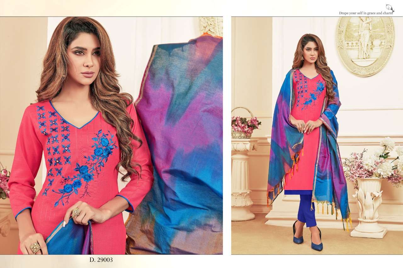 COLOURFUL VOL-3 BY RAGHAV ROYAL 29001 TO 29012 SERIES BEAUTIFUL SUITS COLORFUL STYLISH FANCY CASUAL WEAR & ETHNIC WEAR SOFT COTTON SLUB WITH EMBROIDERY DRESSES AT WHOLESALE PRICE