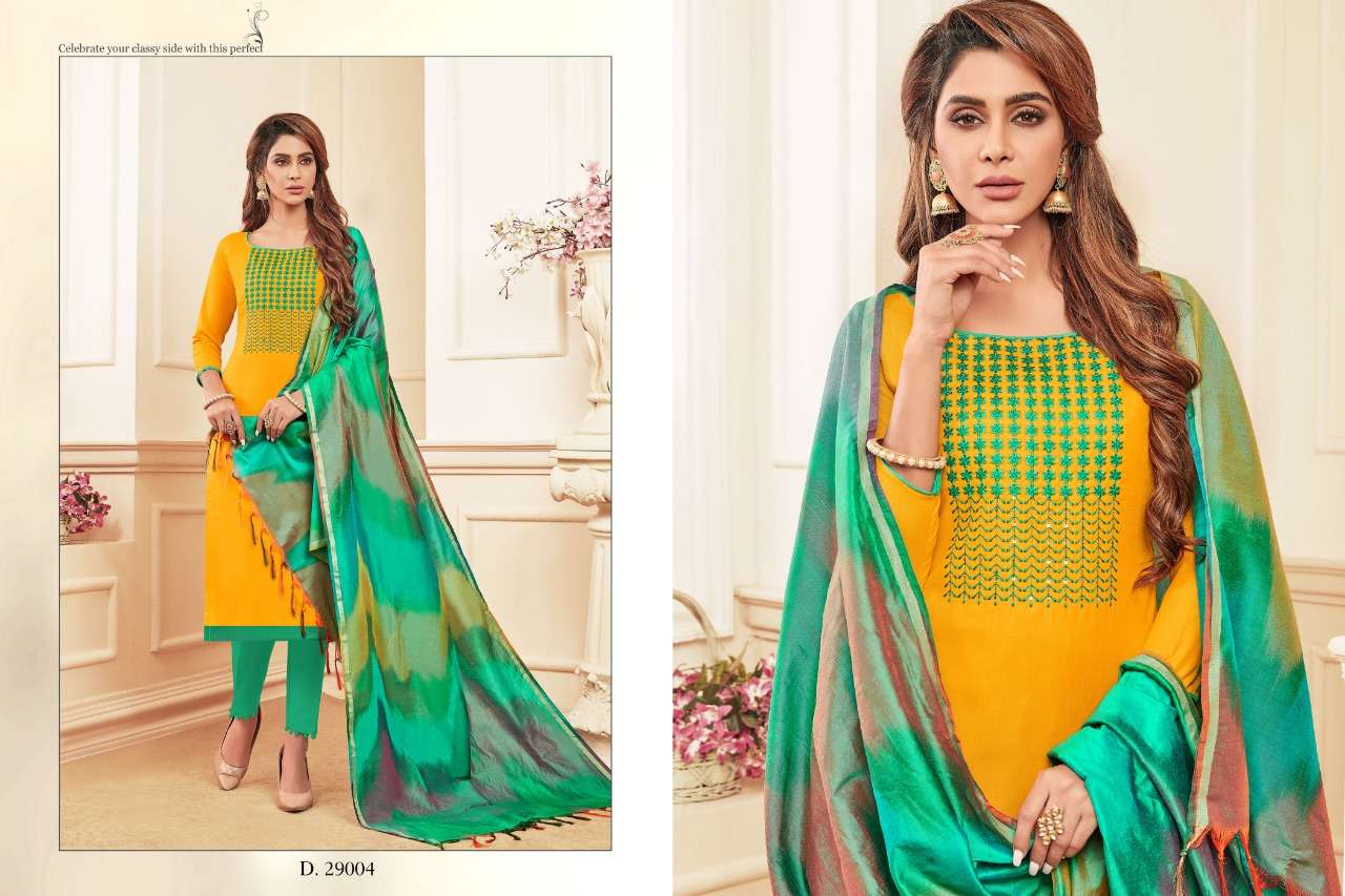 COLOURFUL VOL-3 BY RAGHAV ROYAL 29001 TO 29012 SERIES BEAUTIFUL SUITS COLORFUL STYLISH FANCY CASUAL WEAR & ETHNIC WEAR SOFT COTTON SLUB WITH EMBROIDERY DRESSES AT WHOLESALE PRICE