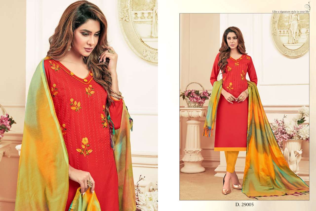 COLOURFUL VOL-3 BY RAGHAV ROYAL 29001 TO 29012 SERIES BEAUTIFUL SUITS COLORFUL STYLISH FANCY CASUAL WEAR & ETHNIC WEAR SOFT COTTON SLUB WITH EMBROIDERY DRESSES AT WHOLESALE PRICE