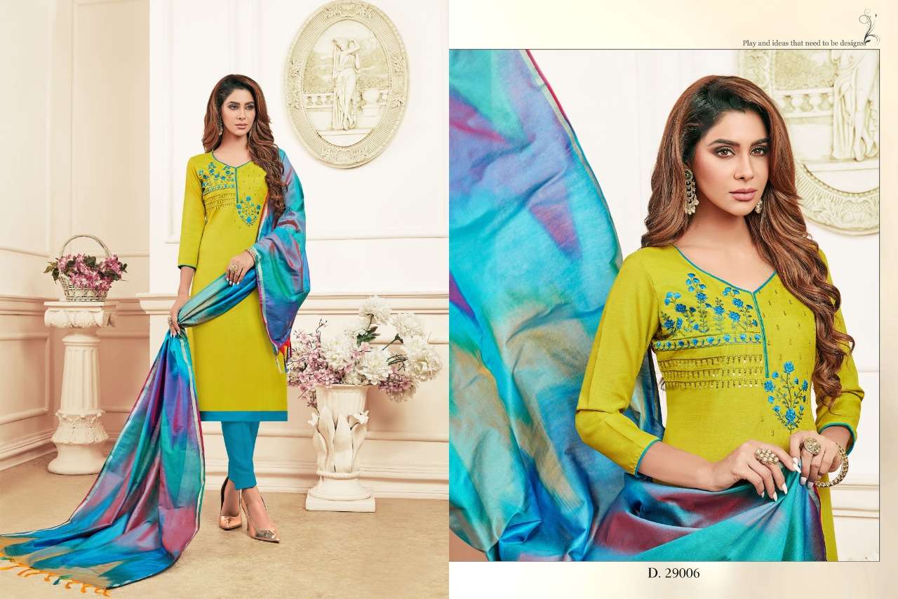 COLOURFUL VOL-3 BY RAGHAV ROYAL 29001 TO 29012 SERIES BEAUTIFUL SUITS COLORFUL STYLISH FANCY CASUAL WEAR & ETHNIC WEAR SOFT COTTON SLUB WITH EMBROIDERY DRESSES AT WHOLESALE PRICE