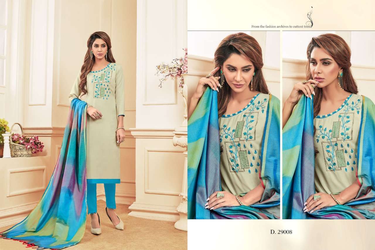 COLOURFUL VOL-3 BY RAGHAV ROYAL 29001 TO 29012 SERIES BEAUTIFUL SUITS COLORFUL STYLISH FANCY CASUAL WEAR & ETHNIC WEAR SOFT COTTON SLUB WITH EMBROIDERY DRESSES AT WHOLESALE PRICE