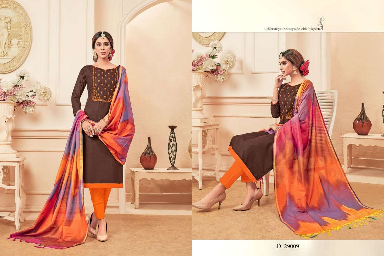 COLOURFUL VOL-3 BY RAGHAV ROYAL 29001 TO 29012 SERIES BEAUTIFUL SUITS COLORFUL STYLISH FANCY CASUAL WEAR & ETHNIC WEAR SOFT COTTON SLUB WITH EMBROIDERY DRESSES AT WHOLESALE PRICE
