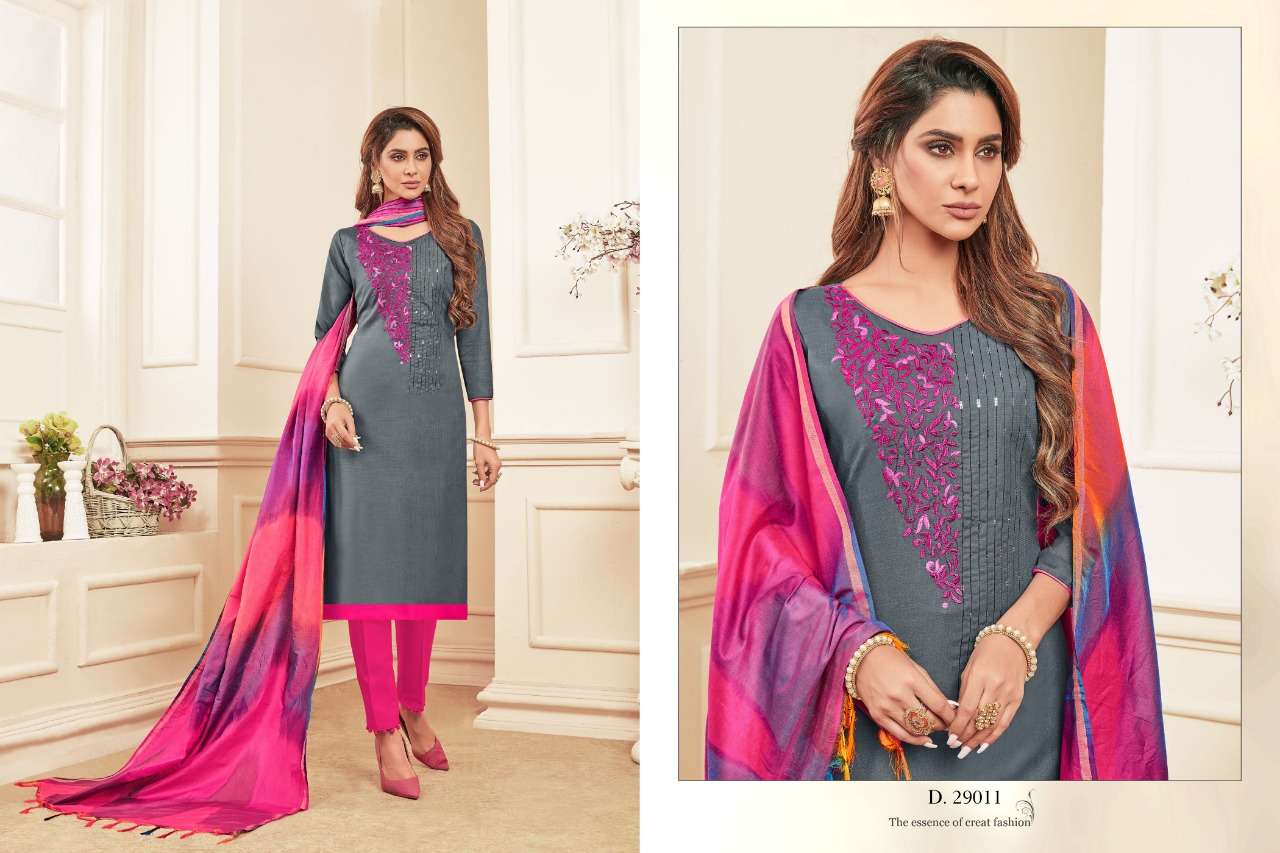 COLOURFUL VOL-3 BY RAGHAV ROYAL 29001 TO 29012 SERIES BEAUTIFUL SUITS COLORFUL STYLISH FANCY CASUAL WEAR & ETHNIC WEAR SOFT COTTON SLUB WITH EMBROIDERY DRESSES AT WHOLESALE PRICE