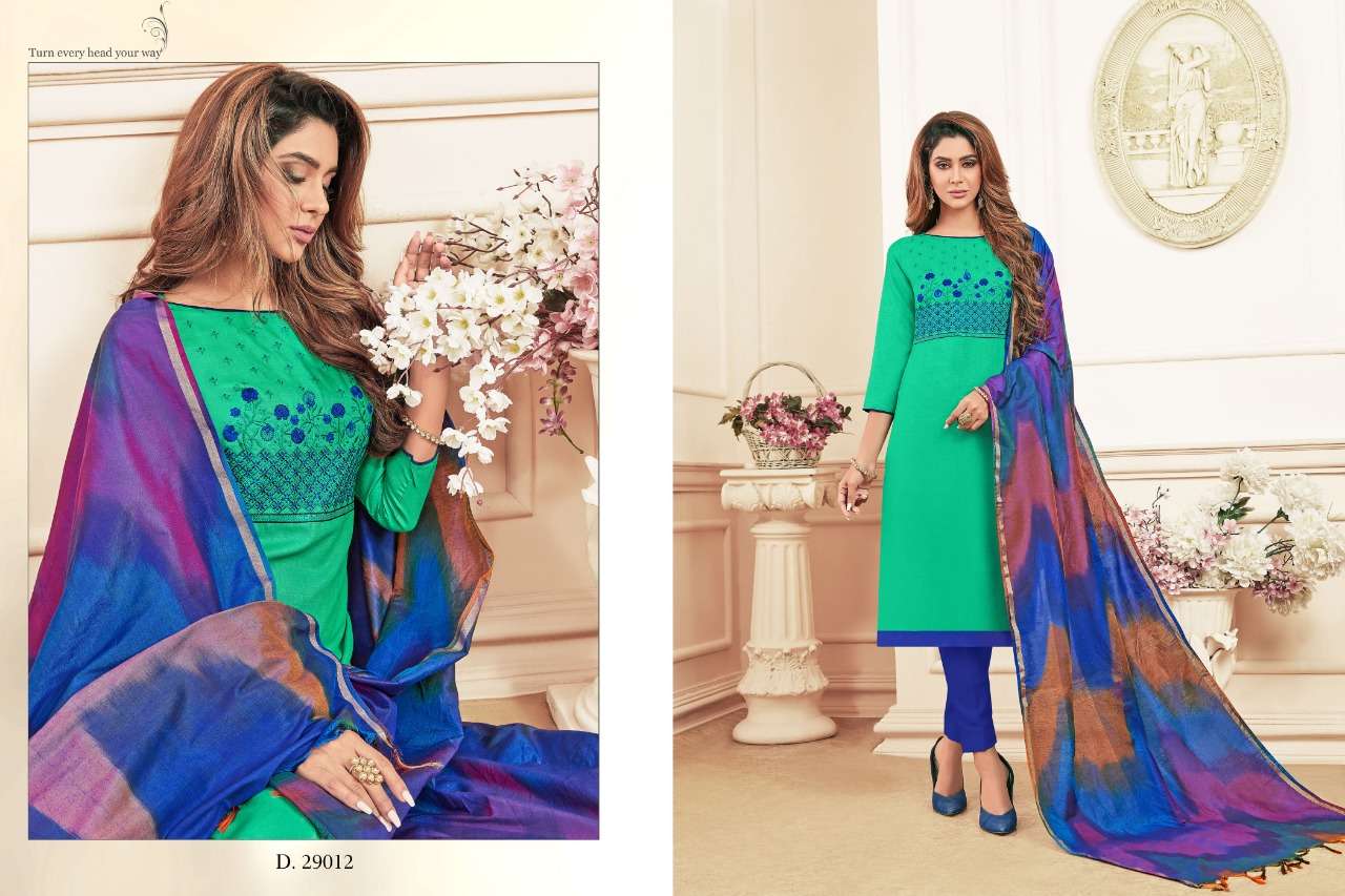 COLOURFUL VOL-3 BY RAGHAV ROYAL 29001 TO 29012 SERIES BEAUTIFUL SUITS COLORFUL STYLISH FANCY CASUAL WEAR & ETHNIC WEAR SOFT COTTON SLUB WITH EMBROIDERY DRESSES AT WHOLESALE PRICE