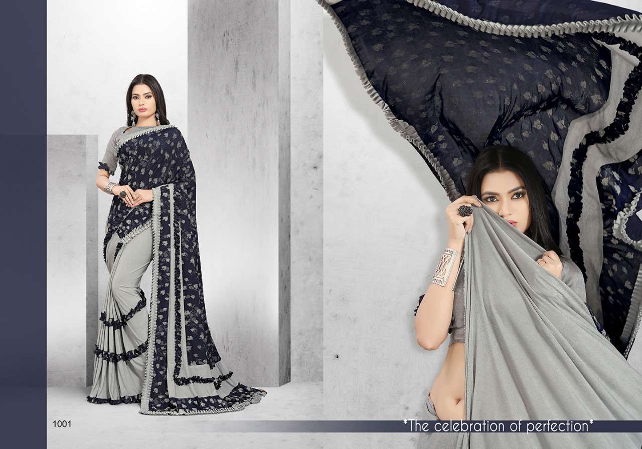 PARIS BEAUTY BY NIHARIKA 1001 TO 1012 SERIES INDIAN TRADITIONAL WEAR COLLECTION BEAUTIFUL STYLISH FANCY COLORFUL PARTY WEAR & OCCASIONAL WEAR FANCY SAREES AT WHOLESALE PRICE