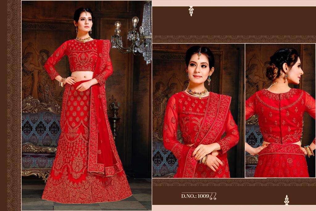 SENORITA BY SAMISTHA 1001 TO 1013 SERIES DESIGNER BEAUTIFUL WEDDING COLLECTION OCCASIONAL WEAR & PARTY WEAR NET/SATIN LEHENGAS AT WHOLESALE PRICE