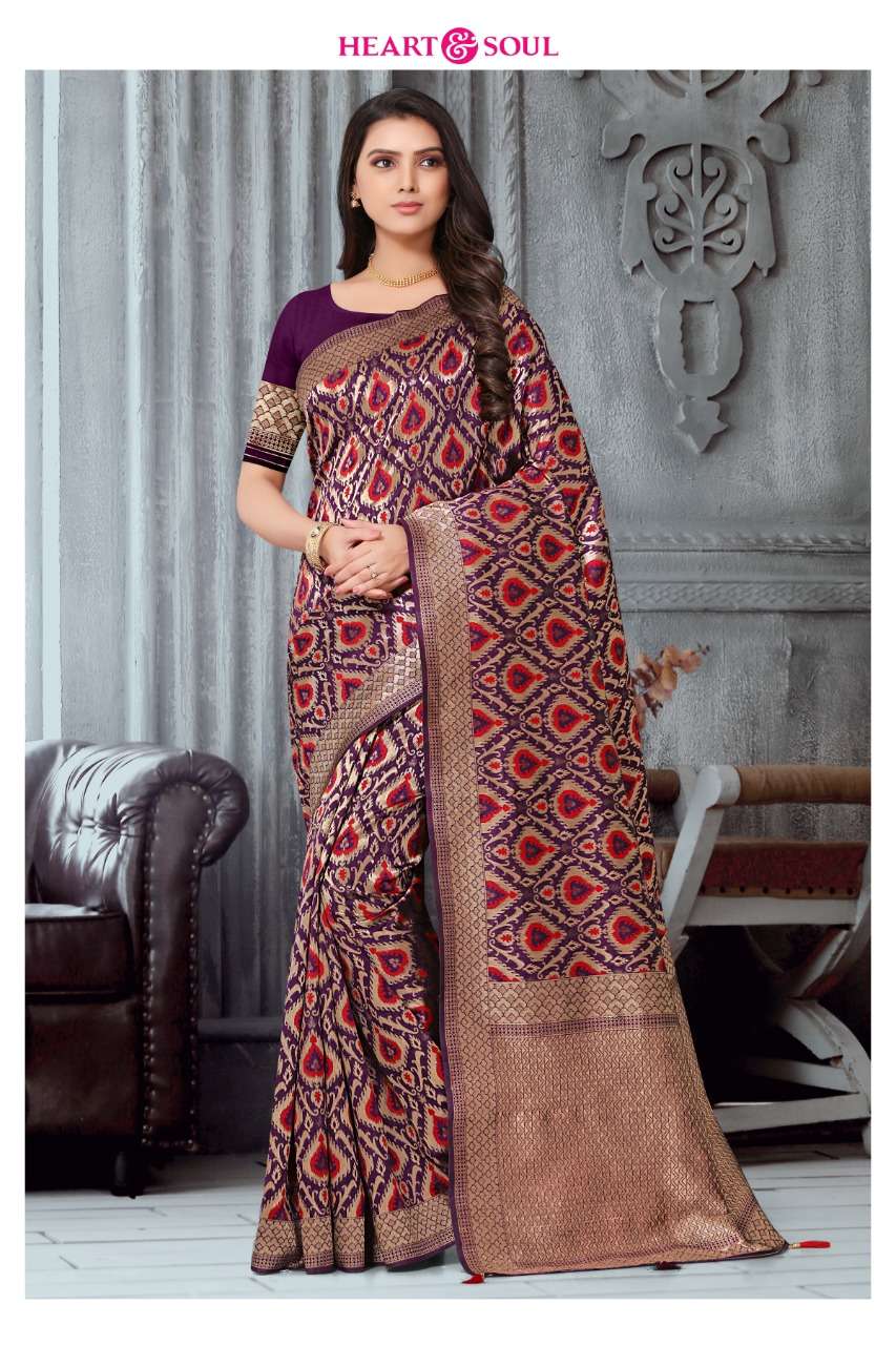 KARVEENA BY HEART AND SOUL 1001 TO 1006 SERIES INDIAN TRADITIONAL WEAR COLLECTION BEAUTIFUL STYLISH FANCY COLORFUL PARTY WEAR & OCCASIONAL WEAR FANCY PRINTED SAREES AT WHOLESALE PRICE