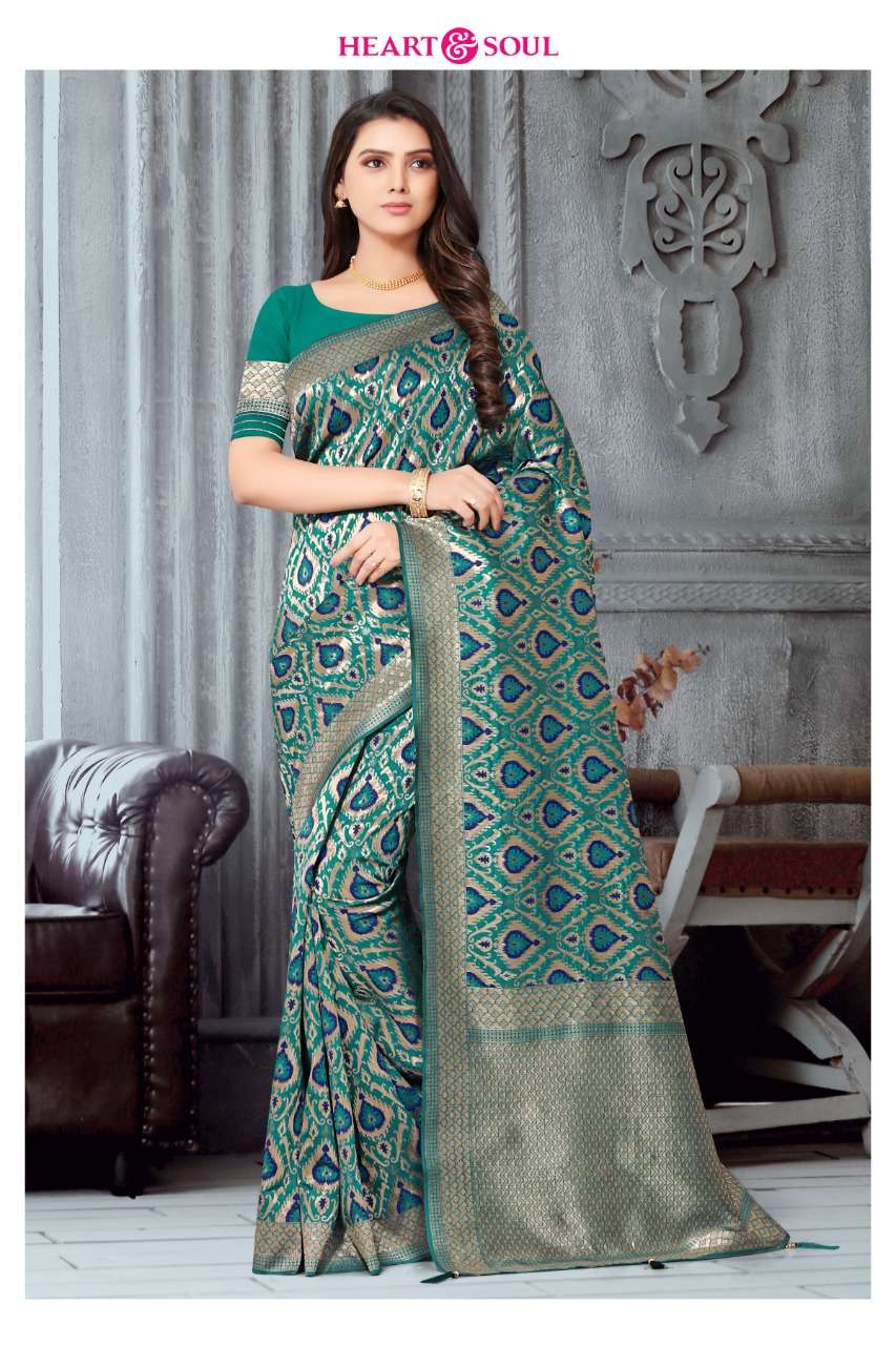 KARVEENA BY HEART AND SOUL 1001 TO 1006 SERIES INDIAN TRADITIONAL WEAR COLLECTION BEAUTIFUL STYLISH FANCY COLORFUL PARTY WEAR & OCCASIONAL WEAR FANCY PRINTED SAREES AT WHOLESALE PRICE