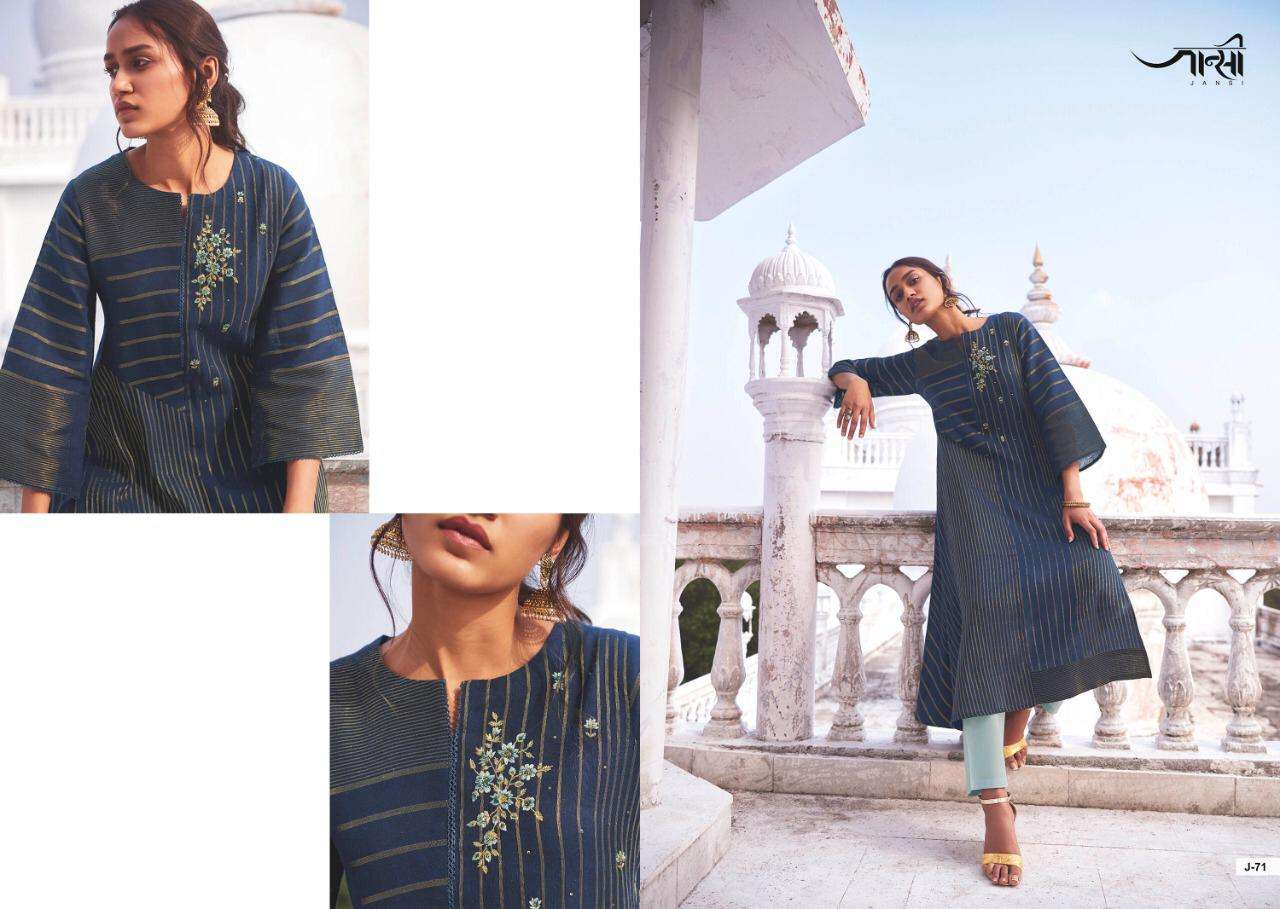 SHRINGAR BY JANSI 71 TO 76 SERIES BEAUTIFUL COLORFUL STYLISH FANCY CASUAL WEAR & READY TO WEAR LINEN COTTON HANDLOOM EMBROIDERED KURTIS WITH BOTTOM AT WHOLESALE PRICE