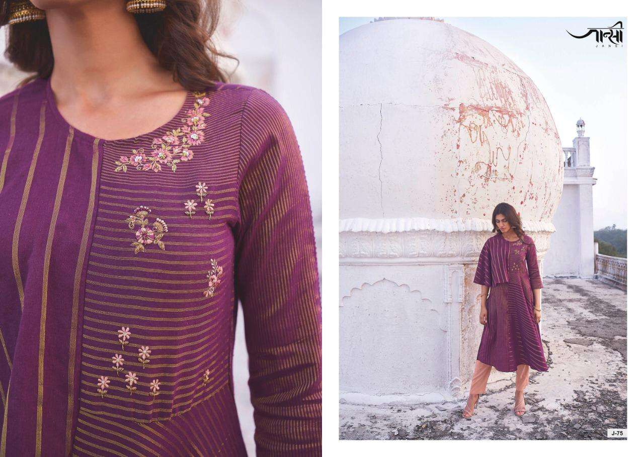 SHRINGAR BY JANSI 71 TO 76 SERIES BEAUTIFUL COLORFUL STYLISH FANCY CASUAL WEAR & READY TO WEAR LINEN COTTON HANDLOOM EMBROIDERED KURTIS WITH BOTTOM AT WHOLESALE PRICE