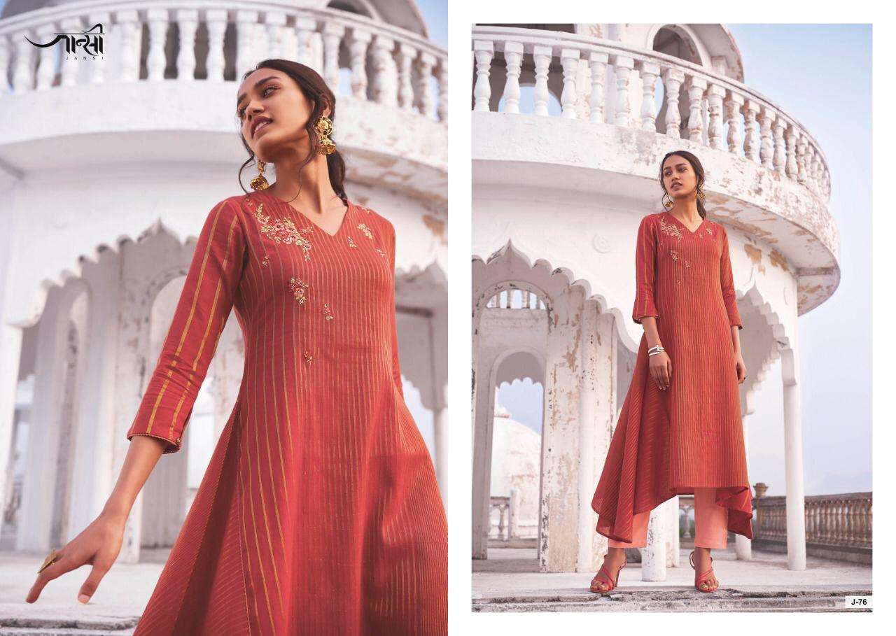 SHRINGAR BY JANSI 71 TO 76 SERIES BEAUTIFUL COLORFUL STYLISH FANCY CASUAL WEAR & READY TO WEAR LINEN COTTON HANDLOOM EMBROIDERED KURTIS WITH BOTTOM AT WHOLESALE PRICE