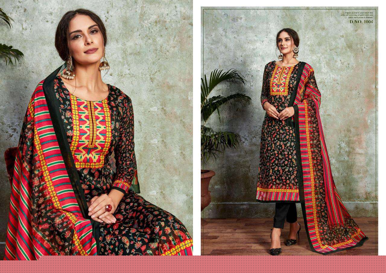 HILL QUEEN BY CHANDRA FASHION 1001 TO 1008 SERIES BEAUTIFUL SUITS STYLISH FANCY COLORFUL PARTY WEAR & OCCASIONAL WEAR POLY JAM SATIN DIGITAL PRINTED DRESSES AT WHOLESALE PRICE