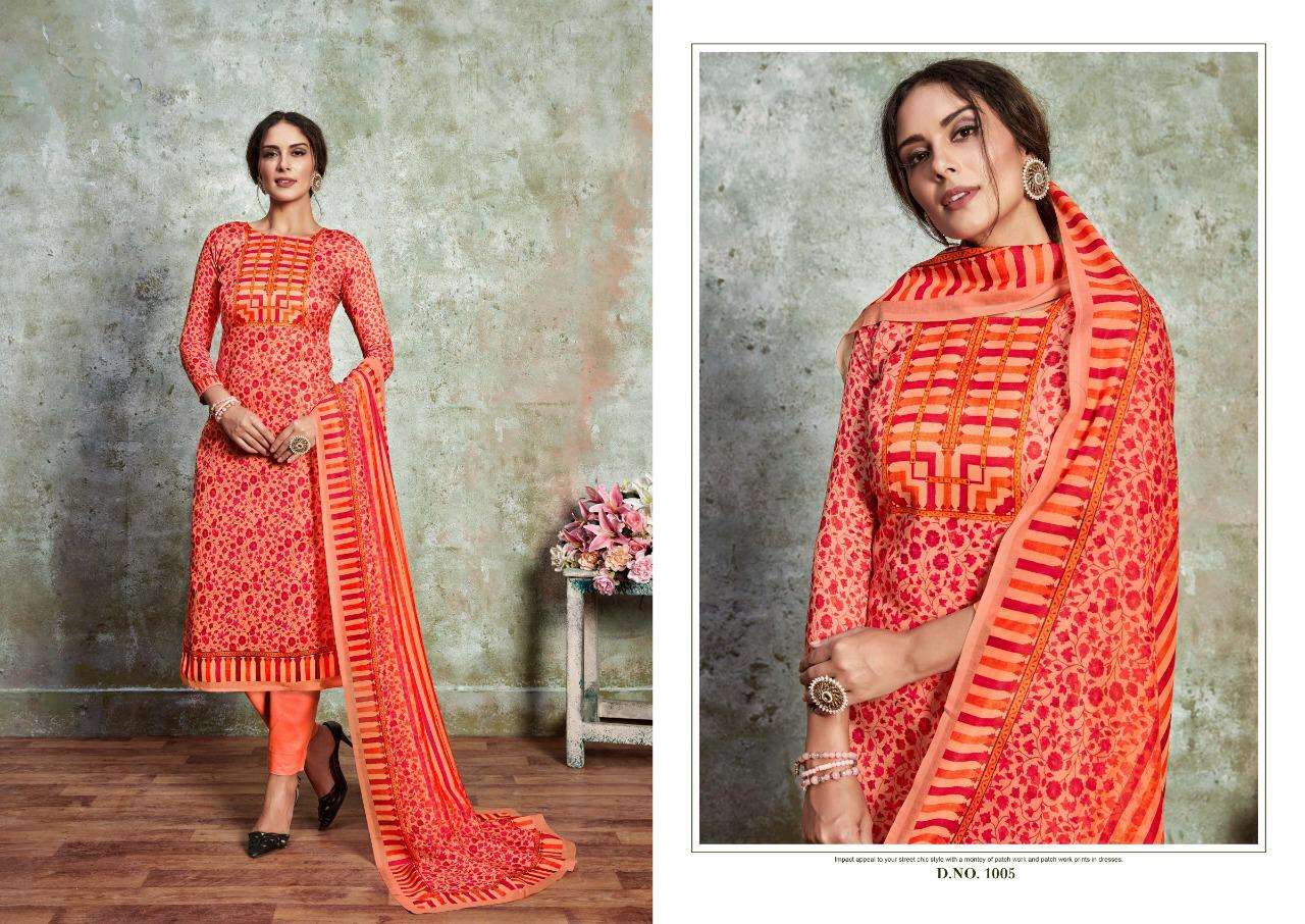 HILL QUEEN BY CHANDRA FASHION 1001 TO 1008 SERIES BEAUTIFUL SUITS STYLISH FANCY COLORFUL PARTY WEAR & OCCASIONAL WEAR POLY JAM SATIN DIGITAL PRINTED DRESSES AT WHOLESALE PRICE