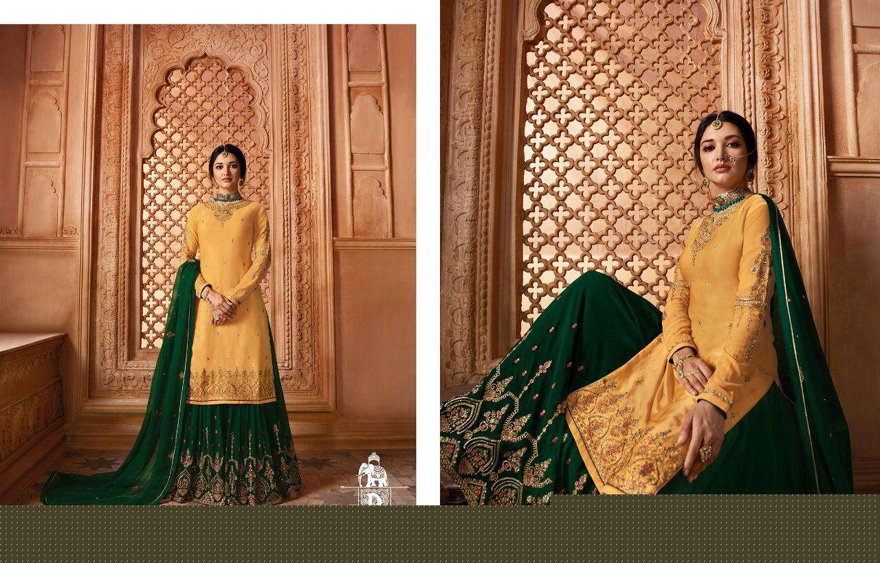 QAINAAT BY ARYA 1201 TO 1208 SERIES BEAUTIFUL STYLISH SHARARA SUITS FANCY COLORFUL CASUAL WEAR & ETHNIC WEAR & READY TO WEAR SATIN GEORGETTE EMBROIDERY DRESSES AT WHOLESALE PRICE