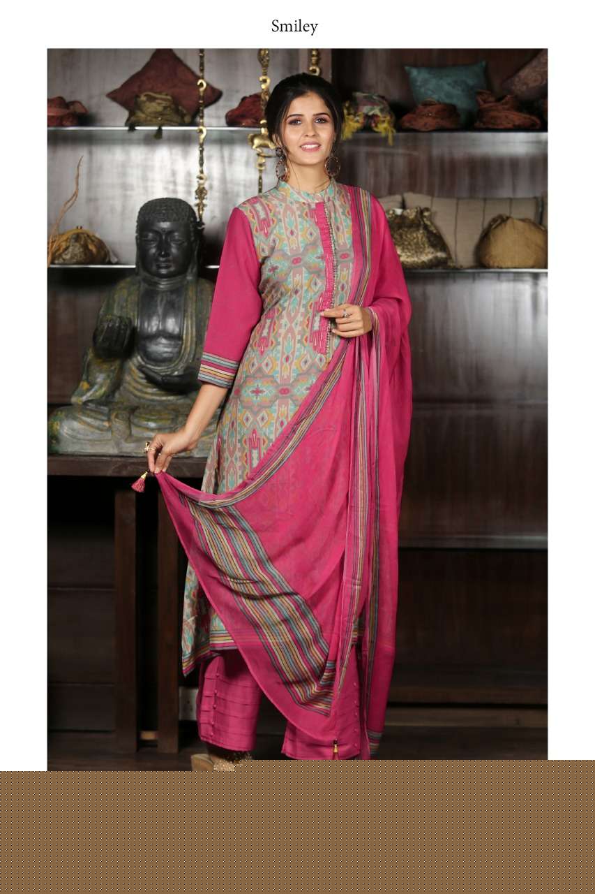 SMILEY BY VIRAT CREATION 2013 TO 2019 SERIES BEAUTIFUL SUITS STYLISH FANCY COLORFUL PARTY WEAR & OCCASIONAL WEAR PURE MUNGA SILK PRINTED DRESSES AT WHOLESALE PRICE