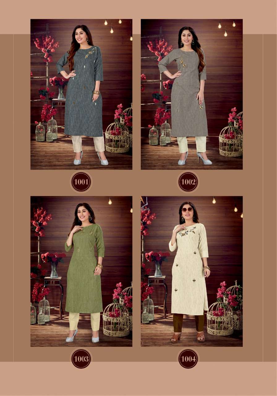 RICH LADY BY APPLE KURTI 1001 TO 1004 SERIES BEAUTIFUL COLORFUL STYLISH FANCY CASUAL WEAR & ETHNIC WEAR & READY TO WEAR COTTON FLEX KURTIS AT WHOLESALE PRICE