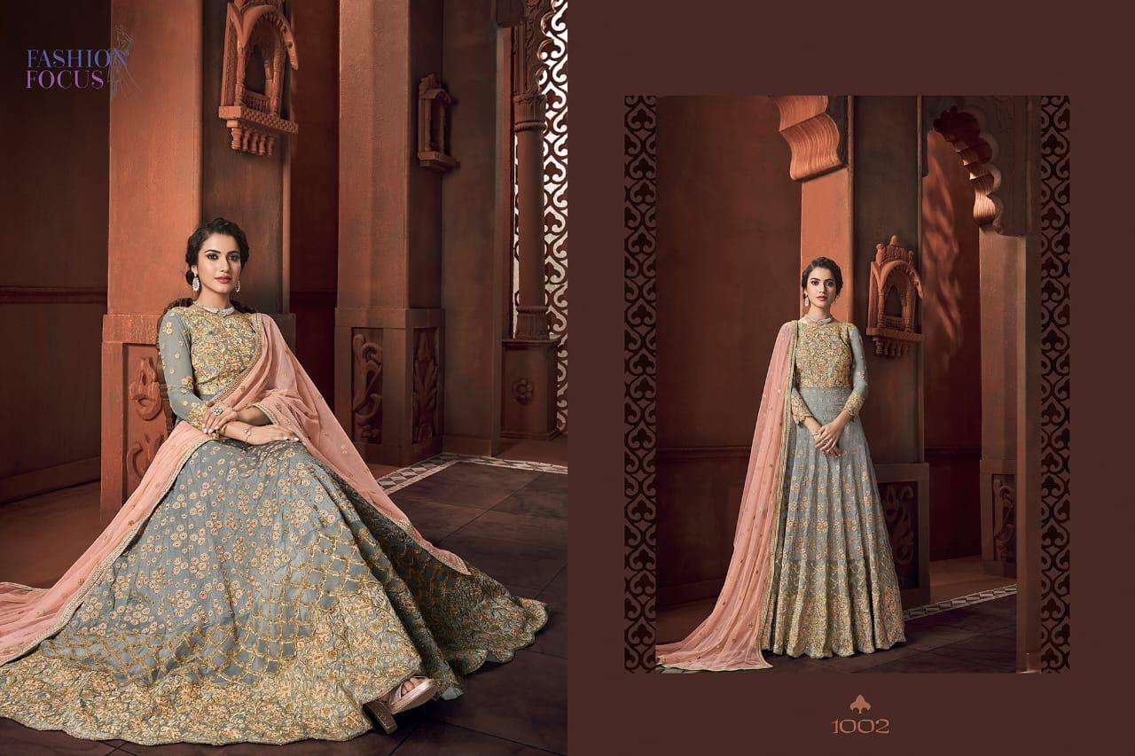 CRYSTALINE BY SYBELLA CREATION 1001 TO 1005 SERIES DESIGNER ANARKALI SUITS COLLECTION BEAUTIFUL STYLISH FANCY COLORFUL PARTY WEAR & OCCASIONAL WEAR HEAVY NET/VELVET EMBROIDERED DRESSES AT WHOLESALE PRICE