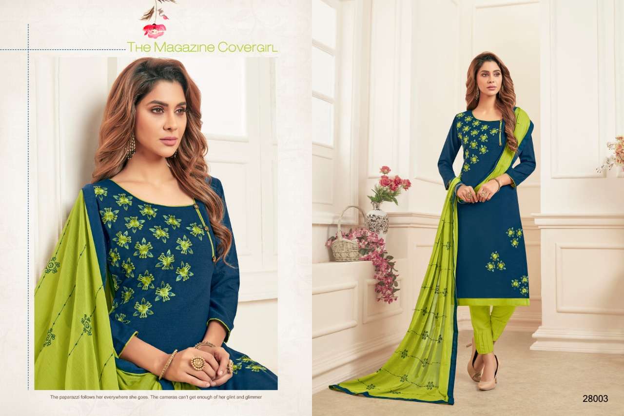 KESARI VOL-2 BY RAGHAV ROYAL 28001 TO 28012 SERIES BEAUTIFUL SUITS STYLISH FANCY COLORFUL PARTY WEAR & OCCASIONAL WEAR PURE SOFT COTTON SLUB WITH FANCY WORK DRESSES AT WHOLESALE PRICE