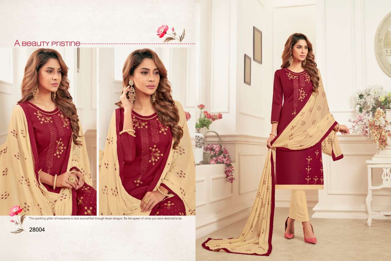 KESARI VOL-2 BY RAGHAV ROYAL 28001 TO 28012 SERIES BEAUTIFUL SUITS STYLISH FANCY COLORFUL PARTY WEAR & OCCASIONAL WEAR PURE SOFT COTTON SLUB WITH FANCY WORK DRESSES AT WHOLESALE PRICE