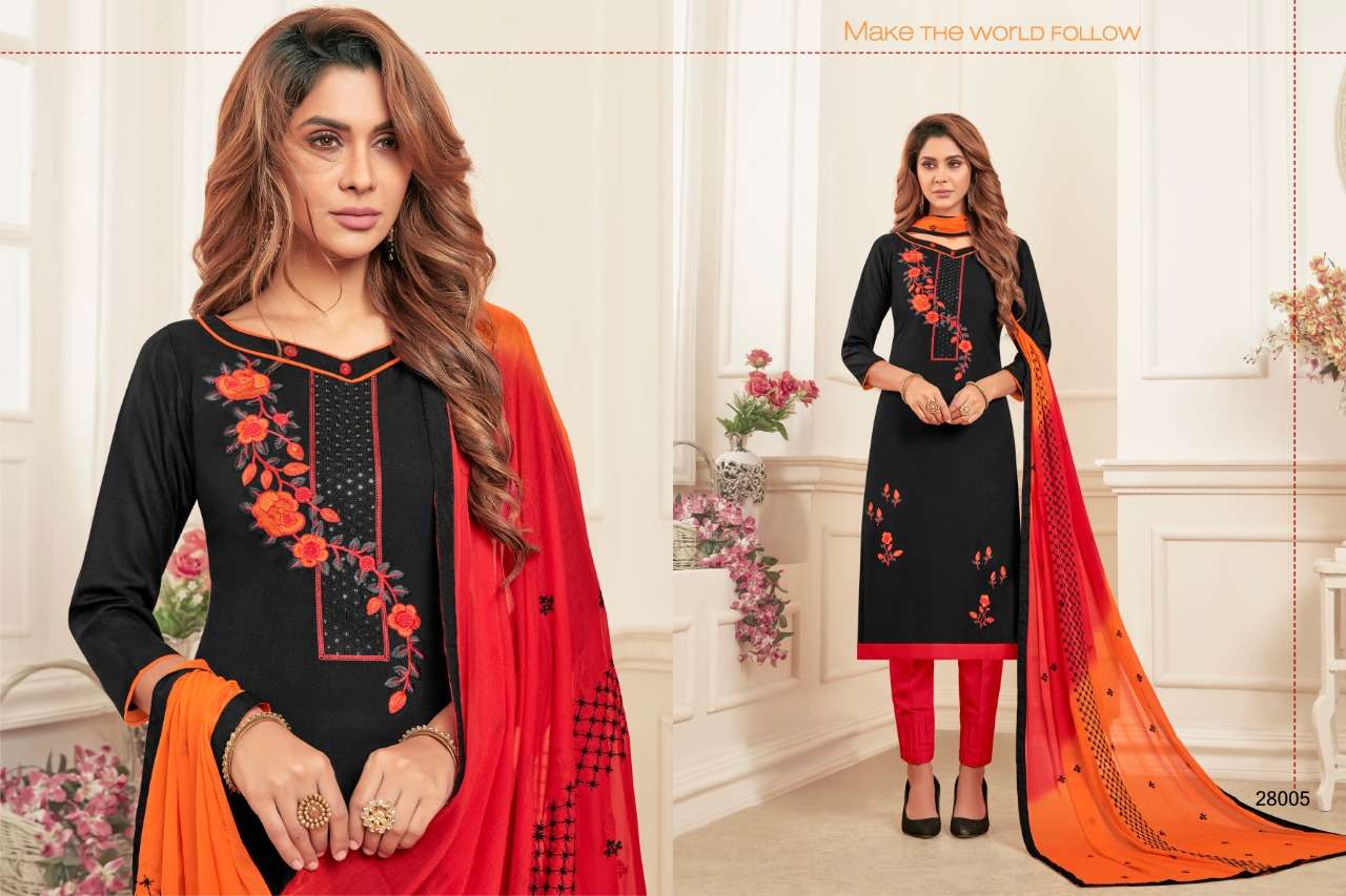 KESARI VOL-2 BY RAGHAV ROYAL 28001 TO 28012 SERIES BEAUTIFUL SUITS STYLISH FANCY COLORFUL PARTY WEAR & OCCASIONAL WEAR PURE SOFT COTTON SLUB WITH FANCY WORK DRESSES AT WHOLESALE PRICE