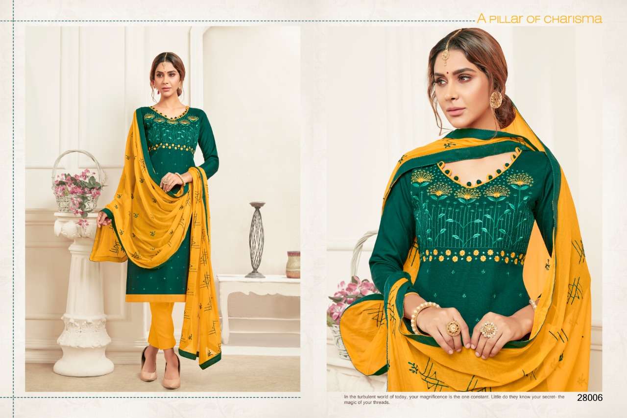 KESARI VOL-2 BY RAGHAV ROYAL 28001 TO 28012 SERIES BEAUTIFUL SUITS STYLISH FANCY COLORFUL PARTY WEAR & OCCASIONAL WEAR PURE SOFT COTTON SLUB WITH FANCY WORK DRESSES AT WHOLESALE PRICE