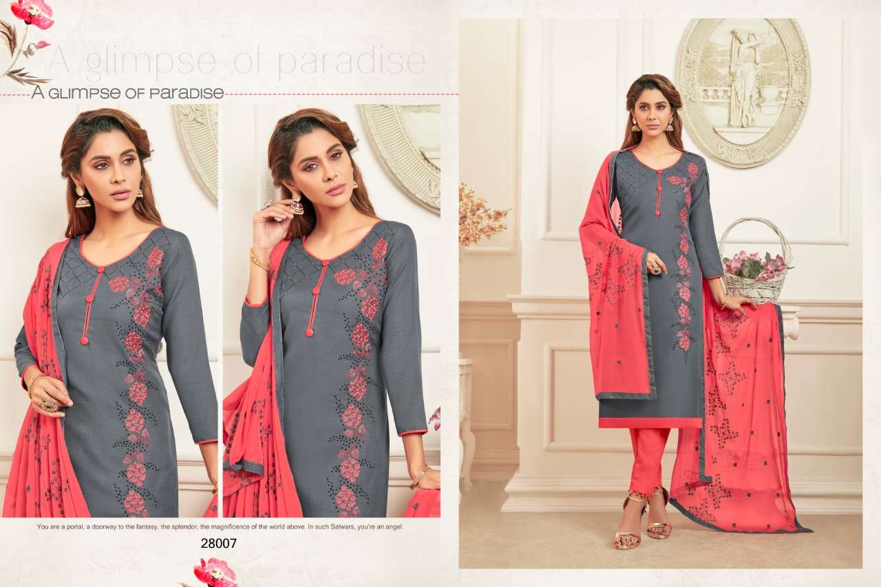 KESARI VOL-2 BY RAGHAV ROYAL 28001 TO 28012 SERIES BEAUTIFUL SUITS STYLISH FANCY COLORFUL PARTY WEAR & OCCASIONAL WEAR PURE SOFT COTTON SLUB WITH FANCY WORK DRESSES AT WHOLESALE PRICE