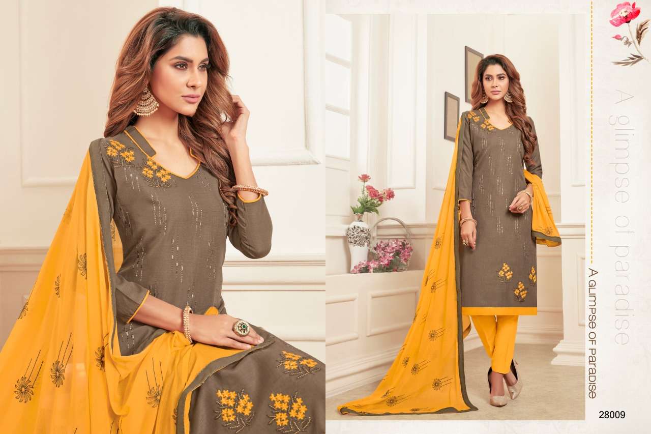 KESARI VOL-2 BY RAGHAV ROYAL 28001 TO 28012 SERIES BEAUTIFUL SUITS STYLISH FANCY COLORFUL PARTY WEAR & OCCASIONAL WEAR PURE SOFT COTTON SLUB WITH FANCY WORK DRESSES AT WHOLESALE PRICE