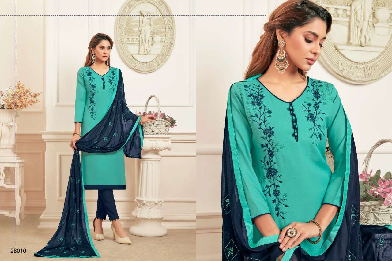 KESARI VOL-2 BY RAGHAV ROYAL 28001 TO 28012 SERIES BEAUTIFUL SUITS STYLISH FANCY COLORFUL PARTY WEAR & OCCASIONAL WEAR PURE SOFT COTTON SLUB WITH FANCY WORK DRESSES AT WHOLESALE PRICE