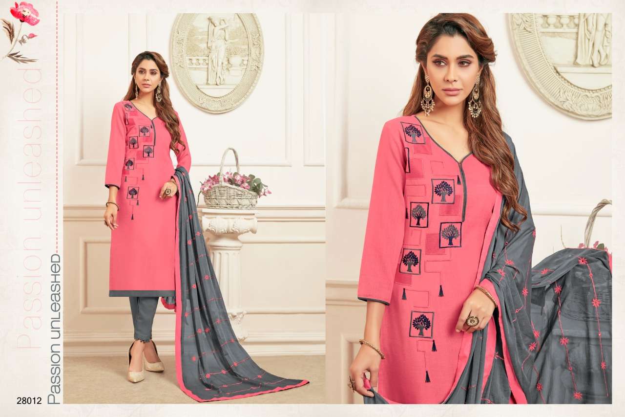 KESARI VOL-2 BY RAGHAV ROYAL 28001 TO 28012 SERIES BEAUTIFUL SUITS STYLISH FANCY COLORFUL PARTY WEAR & OCCASIONAL WEAR PURE SOFT COTTON SLUB WITH FANCY WORK DRESSES AT WHOLESALE PRICE