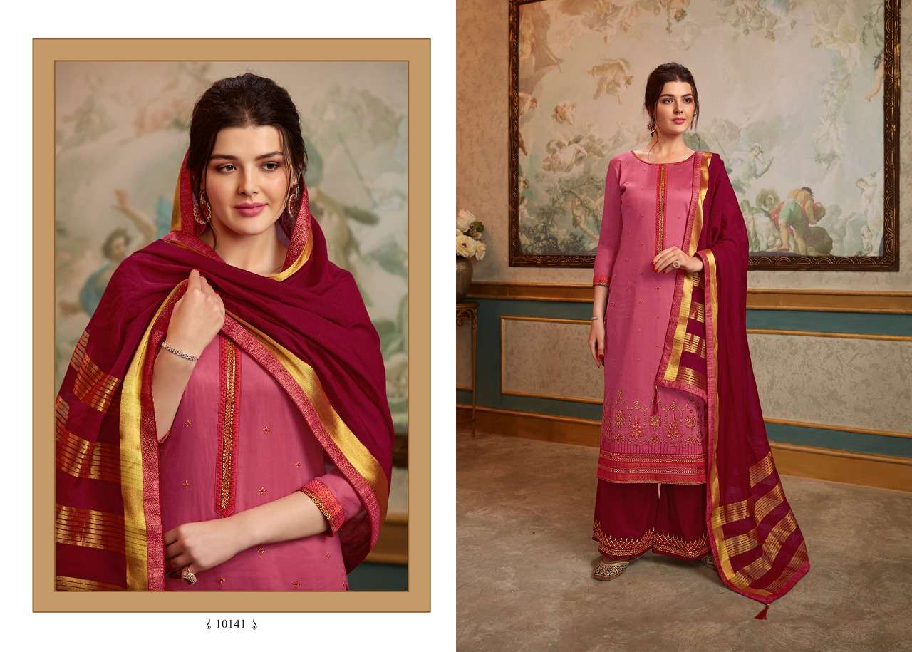 SHARNAI BY RAMAIYA 10111 TO 10118 SERIES BEAUTIFUL SUITS STYLISH FANCY COLORFUL PARTY WEAR & OCCASIONAL WEAR JAM SILK WITH DAMAN WORK DRESSES AT WHOLESALE PRICE