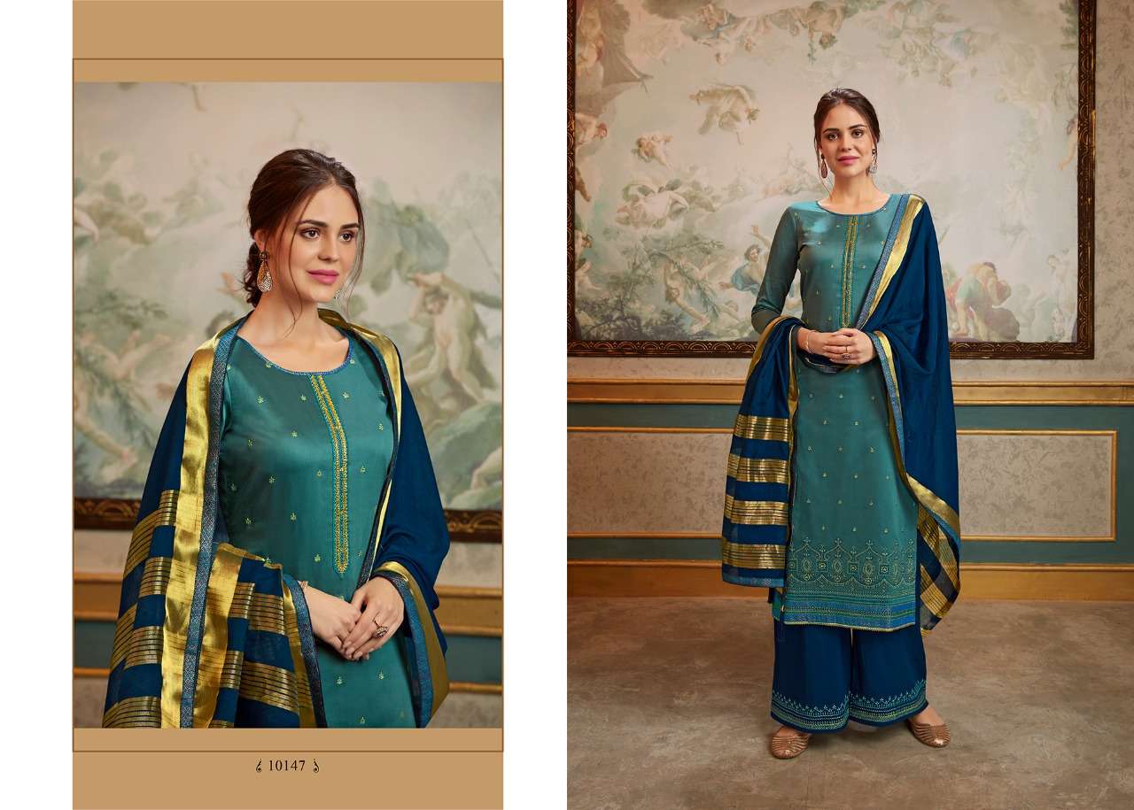 SHARNAI BY RAMAIYA 10111 TO 10118 SERIES BEAUTIFUL SUITS STYLISH FANCY COLORFUL PARTY WEAR & OCCASIONAL WEAR JAM SILK WITH DAMAN WORK DRESSES AT WHOLESALE PRICE