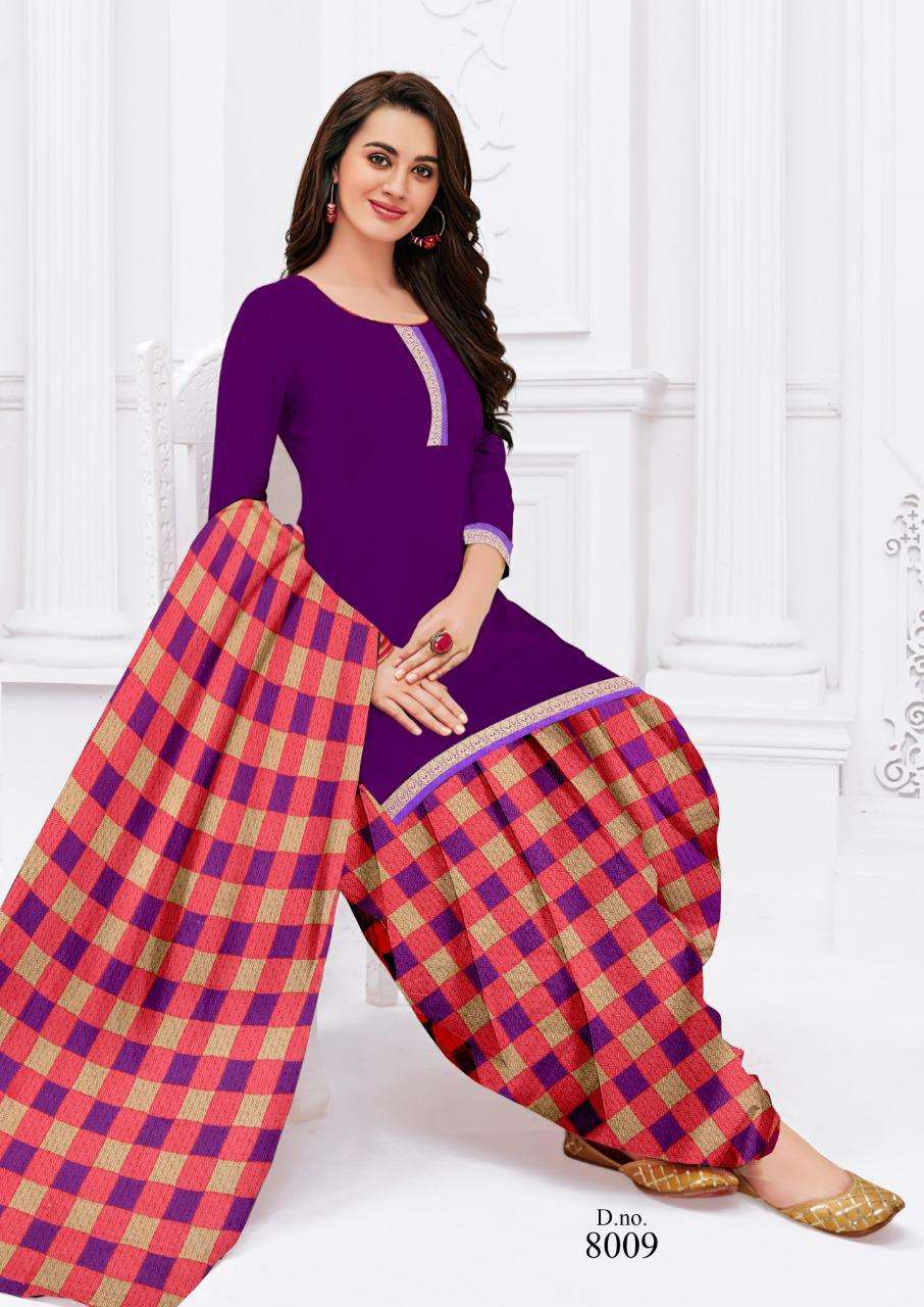 RANGOLI PATIYALA VOL-8 BY MASTI 8001 TO 8010 SERIES DESIGNER PATIYALA SUITS BEAUTIFUL FANCY COLORFUL STYLISH PARTY WEAR & ETHNIC WEAR PURE COTTON PRINTED DRESSES AT WHOLESALE PRICE