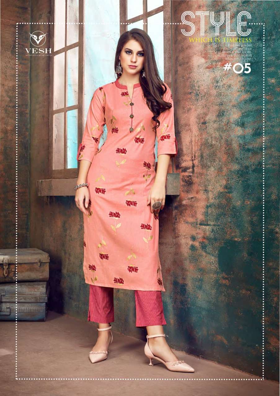 VERINICA BY VESH 01 TO 08 SERIES STYLISH FANCY BEAUTIFUL COLORFUL CASUAL WEAR & ETHNIC WEAR RAYON FLEX PRINTED KURTIS WITH BOTTOM AT WHOLESALE PRICE