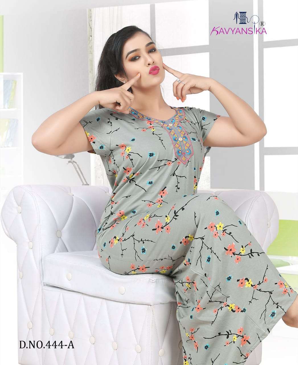 KAVYANSHIKA VOL-444 BY KAVYANSHIKA 444-A TO 444-F SERIES BEAUTIFUL STYLISH FANCY COLORFUL CASUAL WEAR & ETHNIC WEAR PREMIUM HOSIERY GOWNS AT WHOLESALE PRICE
