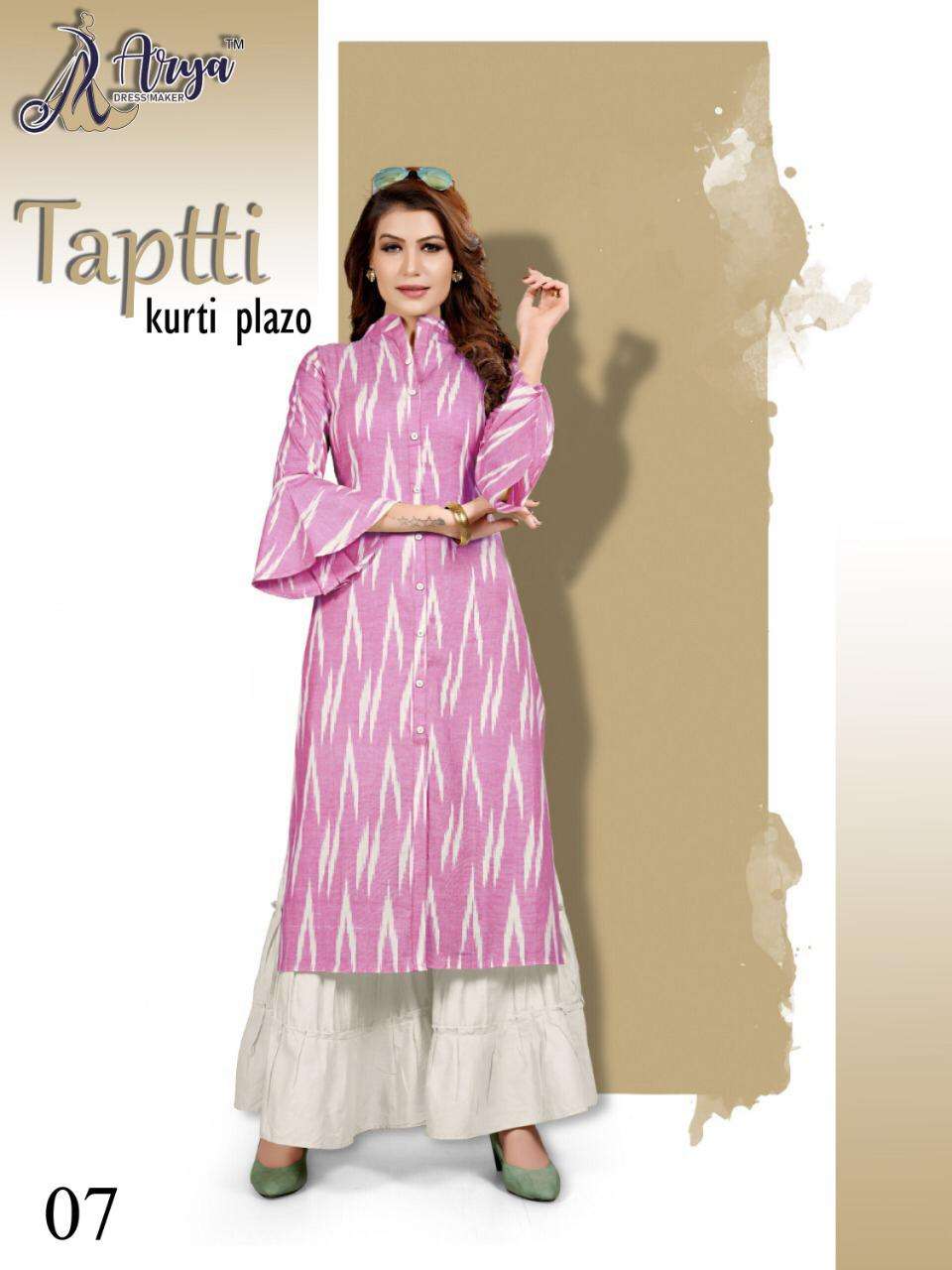 TAPTTI BY AARYA 01 TO 07 SERIES STYLISH FANCY BEAUTIFUL COLORFUL CASUAL WEAR & ETHNIC WEAR SLUB COTTON DIGITAL PRINTED KURTIS WITH BOTTOM AT WHOLESALE PRICE