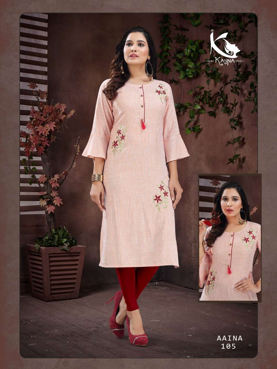 AAINA VOL-1 BY KAYNA 101 TO 108 SERIES BEAUTIFUL STYLISH FANCY COLORFUL CASUAL WEAR & ETHNIC WEAR & READY TO WEAR HEAVY RAYON EMBROIDERY KURTIS AT WHOLESALE PRICE