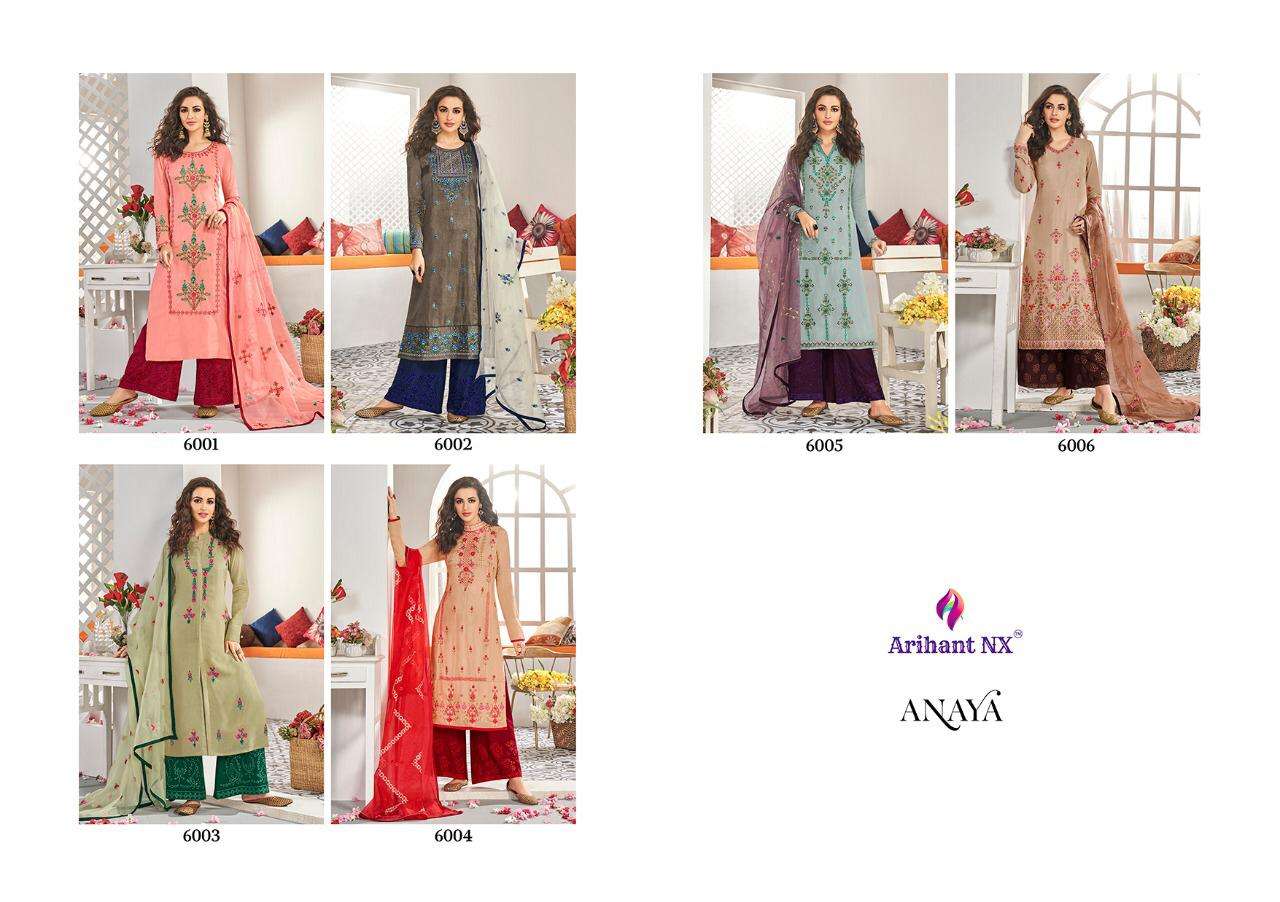 Anaya By Arihant Nx 6001 To 6006 Series Beautiful Festive Suits Stylish Fancy Colorful Casual Wear & Ethnic Wear Pure Pashmina Print Dresses At Wholesale Price