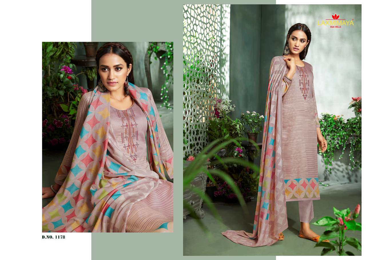 ALVINA BY LAXMIMAYA SILK MILLS 1178 TO 1187 SERIES BEAUTIFUL STYLISH SHARARA SUITS FANCY COLORFUL CASUAL WEAR & ETHNIC WEAR & READY TO WEAR PURE JAM DIGITAL PRINTED WITH EMBROIDERY DRESSES AT WHOLESALE PRICE