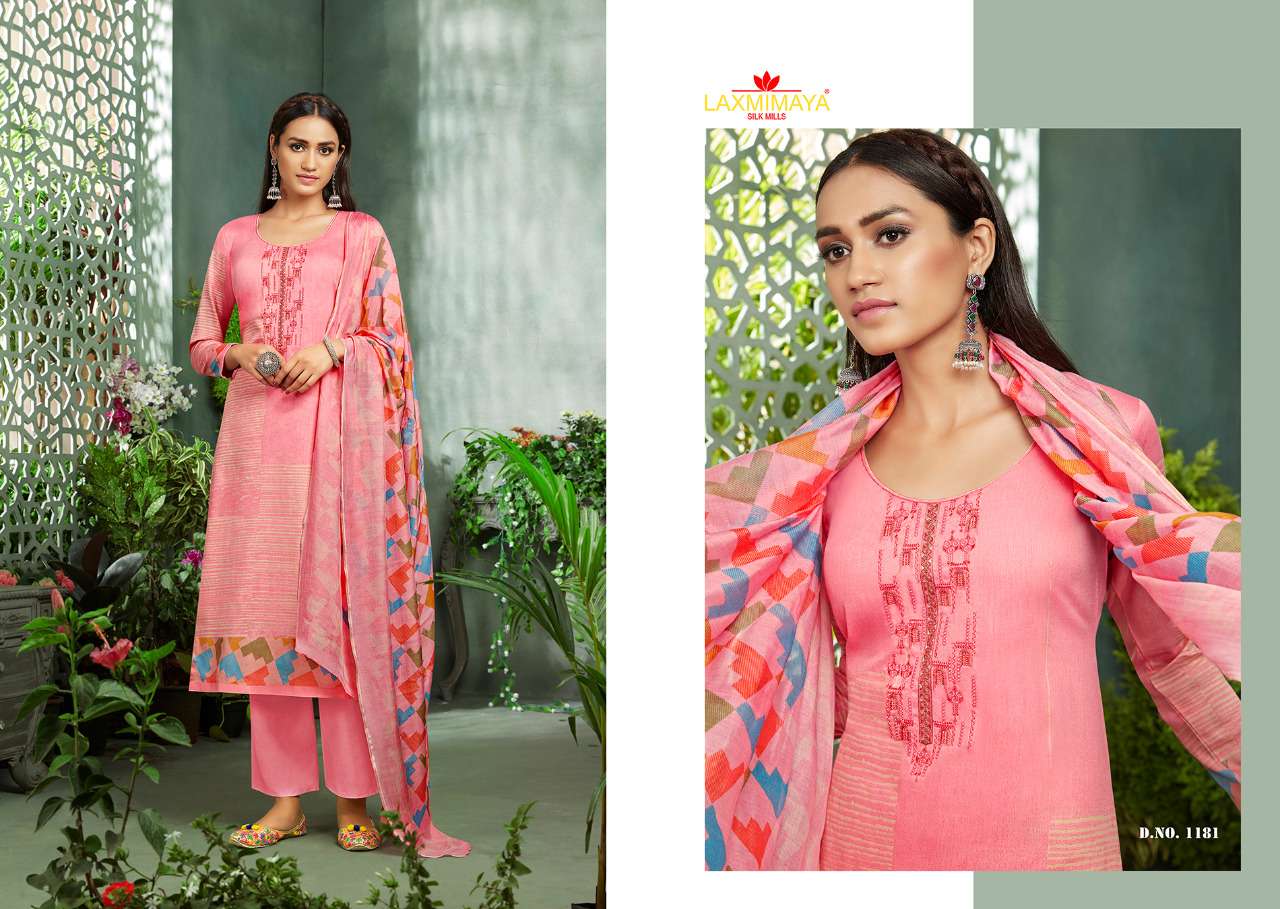 ALVINA BY LAXMIMAYA SILK MILLS 1178 TO 1187 SERIES BEAUTIFUL STYLISH SHARARA SUITS FANCY COLORFUL CASUAL WEAR & ETHNIC WEAR & READY TO WEAR PURE JAM DIGITAL PRINTED WITH EMBROIDERY DRESSES AT WHOLESALE PRICE