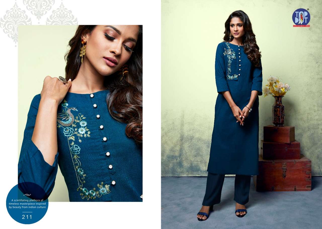 SHEEN BY TOP DOT 211 TO 218 SERIES BEAUTIFUL STYLISH FANCY COLORFUL CASUAL WEAR & ETHNIC WEAR & READY TO WEAR HANDLOOM RAYON/COTTON EMBROIDERED KURTIS AT WHOLESALE PRICE